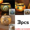 Mosaic Glass Candlestick Color Snowflake Mosaic Candle Holder Romantic Candlelight Table Centerpieces Party Dinner Wedding Decor - 3PCS set B - CN