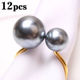 2023 Elegant Pearls Napkin Rings Metal Napkin Holders U-Shaped Napkin Buckle Wedding Gifts Party Christmas Festival Table Decor - CN - 12pcs grey