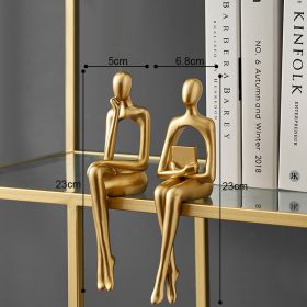 Nordic Abstract Figures Home Decoration Accessories Sculptures Living Room Study Decor Gold Humanoid Resin Embellishment Statues - seat BC - China