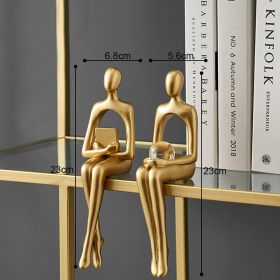 Nordic Abstract Figures Home Decoration Accessories Sculptures Living Room Study Decor Gold Humanoid Resin Embellishment Statues - seat AC - China