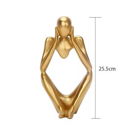 Nordic Abstract Figures Home Decoration Accessories Sculptures Living Room Study Decor Gold Humanoid Resin Embellishment Statues - thinker C - China