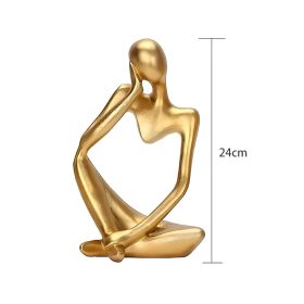 Nordic Abstract Figures Home Decoration Accessories Sculptures Living Room Study Decor Gold Humanoid Resin Embellishment Statues - thinker A - China