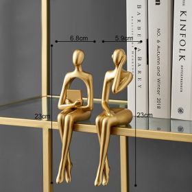 Nordic Abstract Figures Home Decoration Accessories Sculptures Living Room Study Decor Gold Humanoid Resin Embellishment Statues - seat CD - China