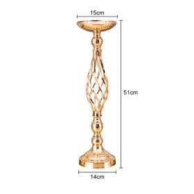 Gold/Silver Wedding Candle Holders Decor Table Centerpiece Pillar Flower Vase Rack Stand Road Lead Floral Bouquet Party Supplies - Gold Middle - China