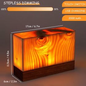 Retro Wood Table Lamp Creative Wood Grain Bedside Lamp Charging Night Light Wooden Base Vintage Desk Lamp Bedroom Birthday Gift - Upgrade C - China