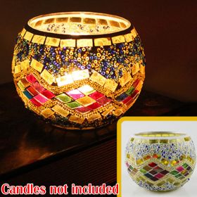 Mosaic Glass Candlestick Color Snowflake Mosaic Candle Holder Romantic Candlelight Table Centerpieces Party Dinner Wedding Decor - 1PCS A - CN