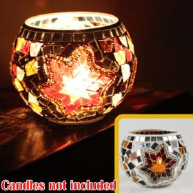 Mosaic Glass Candlestick Color Snowflake Mosaic Candle Holder Romantic Candlelight Table Centerpieces Party Dinner Wedding Decor - 1PCS C - CN