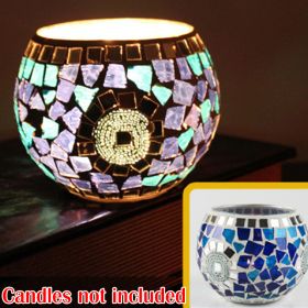 Mosaic Glass Candlestick Color Snowflake Mosaic Candle Holder Romantic Candlelight Table Centerpieces Party Dinner Wedding Decor - 1PCS B - CN