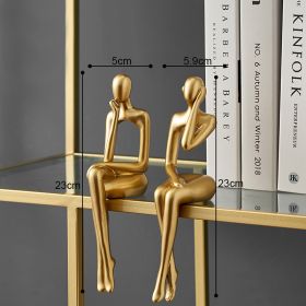 Nordic Abstract Figures Home Decoration Accessories Sculptures Living Room Study Decor Gold Humanoid Resin Embellishment Statues - seat BD - China