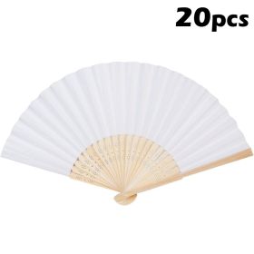 20/30/50pcs Hand-Painted Foldable Paper Fan White Folding Elegant Hand Fan Portable Party Wedding Supplies Gift Dance Fan Decor - 20PCS - China