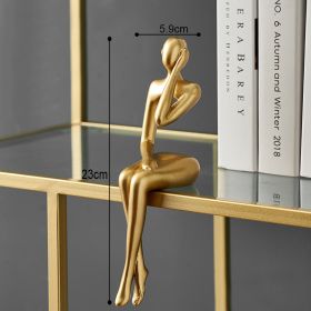 Nordic Abstract Figures Home Decoration Accessories Sculptures Living Room Study Decor Gold Humanoid Resin Embellishment Statues - seat D - China