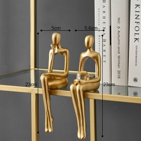 Nordic Abstract Figures Home Decoration Accessories Sculptures Living Room Study Decor Gold Humanoid Resin Embellishment Statues - seat AB - China