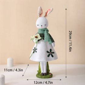 Cute Resin Rabbit Table Ornament Standing Rabbits Bunny Decorations Easter Party Home Garden Wedding Ornament Happy Easter Decor - 29 CM-A - CN