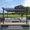 13x10 Ft Outdoor Patio Retractable Pergola With Canopy Sunshelter Pergola for Gardens; Terraces; Backyard - Gray