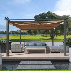 13x10 Ft Outdoor Patio Retractable Pergola With Canopy Sunshelter Pergola for Gardens; Terraces; Backyard - Beige