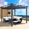 10x10 Ft Outdoor Patio Retractable Pergola With Canopy Sunshelter Pergola for Gardens; Terraces; Backyard; Gray - Gray