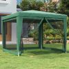 Party Tent with 4 Mesh Sidewalls Green 9.8'x9.8' HDPE - Green