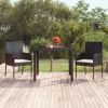 Patio Table with Glass Top Black 35.4"x35.4"x29.5" Poly Rattan - Black