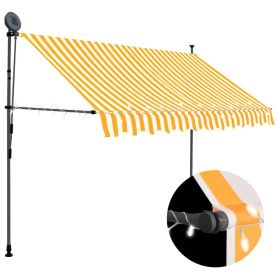 Manual Retractable Awning with LED 118.1" White and Orange - Orange