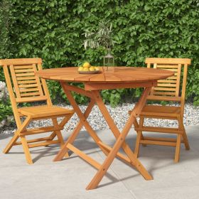 Folding Patio Table Ø 33.5"x29.5" Solid Wood Teak - Brown