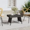 Foldable Side Table Black 23.6"x15.7"x15" Poly Rattan - Black