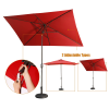 Rectangular Patio Umbrella 6.5 ft. x 10 ft. with Tilt, Crank and 6 Sturdy Ribs for Deck, Lawn, Pool in RED - as Pic