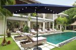 10 x 6.5t Rectangular Patio Solar LED Lighted Outdoor Umbrellas with Crank and Push Button Tilt for Garden Backyard Pool Swimming Pool - as Pic