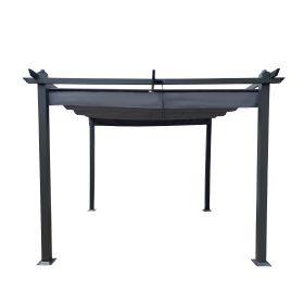 10x10 Ft Outdoor Patio Retractable Metal Pergola With Canopy Sunshelter Pergola for Gardens,Terraces,Backyard, Gray - as Pic