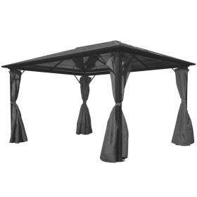 Gazebo with Curtain Anthracite Aluminum 157.5" x 118.1" - Anthracite