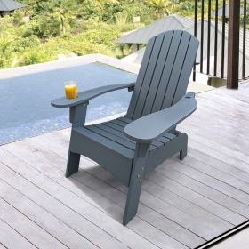 Outdoor or indoor Wood Adirondack chair with an hole to hold umbrella on the arm - Gray