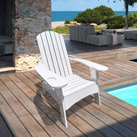 Outdoor or indoor Wood Adirondack chair with an hole to hold umbrella on the arm - white