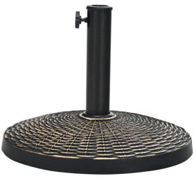 22Lbs Patio Resin Umbrella Base with Wicker Style for Outdoor Use - Bronze