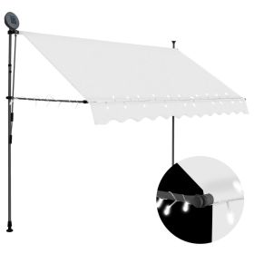 Manual Retractable Awning with LED 118.1" Cream - Cream