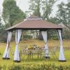 10ft x 10ft Outdoor Patio Gazebo Canopy Tent Coffee-AS - as picture