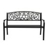 50" Outdoor Welcome Backrest Cast Iron&PVC Bench - as picture