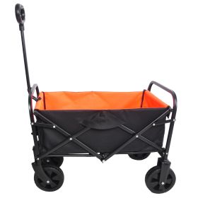 Folding Wagon Garden Shopping Beach Cart - black+yellow