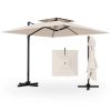 9.5 Feet Cantilever Patio Umbrella with 360° Rotation and Double Top - Beige