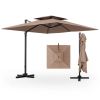 9.5 Feet Cantilever Patio Umbrella with 360° Rotation and Double Top - Coffee