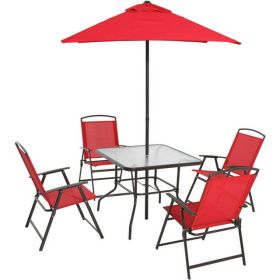 6-Piece Outdoor Patio Dining Set - Red