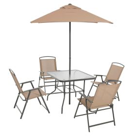 6-Piece Outdoor Patio Dining Set - Tan