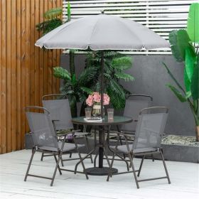 Outdoor dining table and chair package with umbrella - as picture