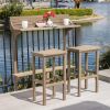 Caribbean Outdoor 3 Piece Acacia Wood Balcony Bar Set, Grey - Gray