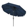 7' Blue Deluxe Solar Powered LED Lighted Patio Umbrella With Scalloped Edge Top - Blue