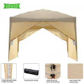 3 x 3m Two Doors & Two Windows Practical Waterproof Right-Angle Folding Tent Khaki - as picture