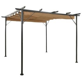 Pergola with Retractable Roof Taupe 9.8'x9.8' Steel 0.6 oz/ft² - Taupe