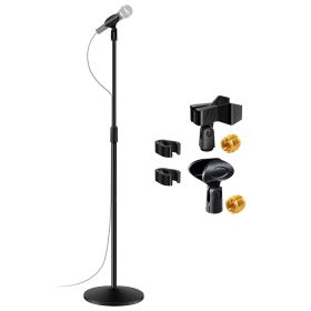 5 Core Mic Stand, Universal Microphone Stand Boom Mic Stand with Weighted Round Base, Height Adjustable Stand with Cable Management Clip- MS RBL