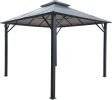 Outdoor Aluminum Hardtop Gazebo  with Netting;  10' x 10' - Double roof