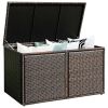 88 Gallon Garden Patio Rattan Storage Container Box - brown