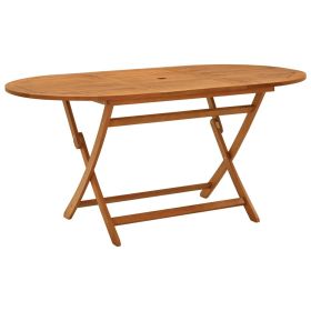 Folding Patio Table 63"x33.5"x29.5" Solid Eucalyptus Wood - Brown