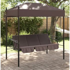 Patio Swing Bench with Canopy Coffee Brown Steel